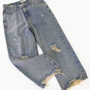Avec Les Filles Revolve Jeans Womens 28 Mid Rise Distressed Raw Hem Cropped